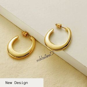 14k Gold Elegant Chunky Hoop Earrings Gold Hoop Earrings